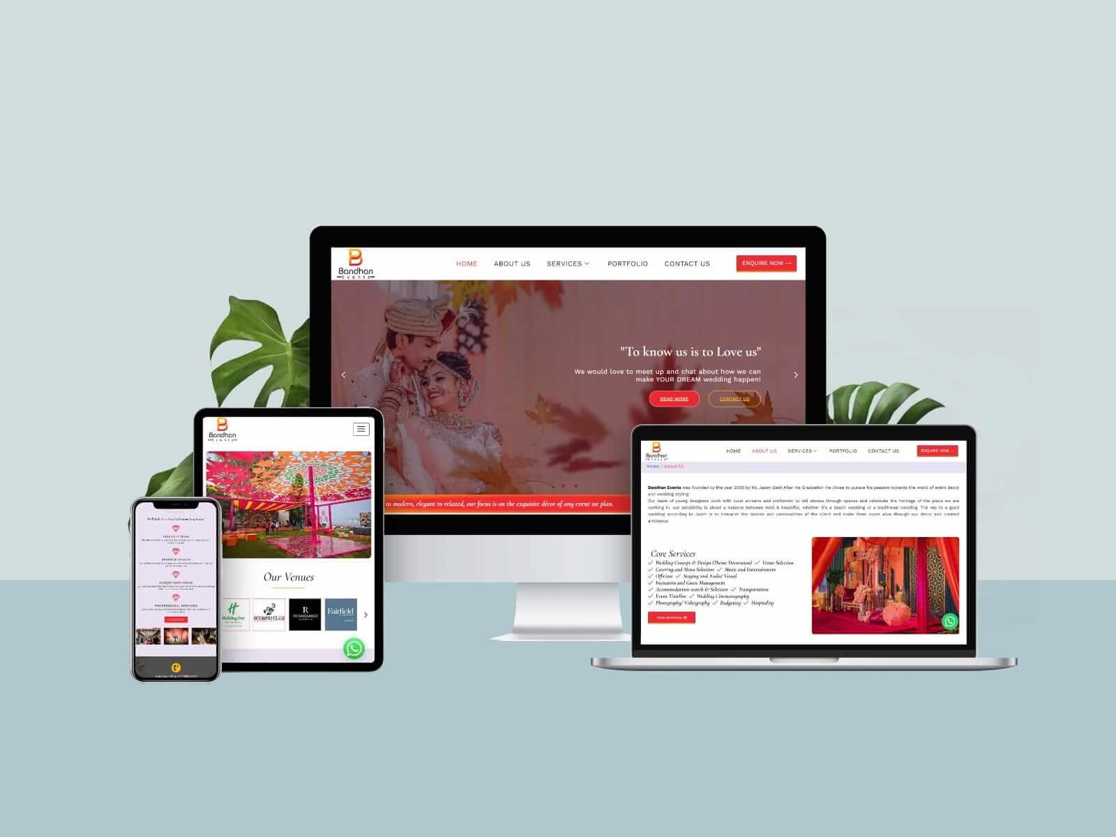 Bandhan Events Management Mockup